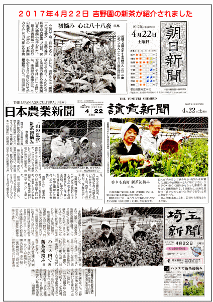 ２０１７年　吉野園の新茶が新聞で紹介